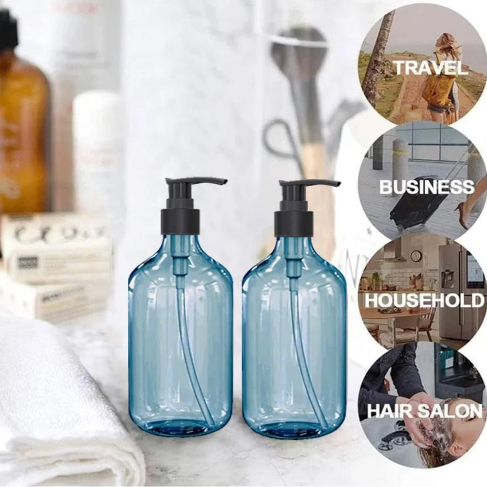 Empty Plastic Bottles with Pump Dispenser and 6 Label Stickers
